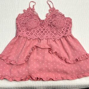 Rue 21 top pink lace peplum top lace cami 1X women’s pink